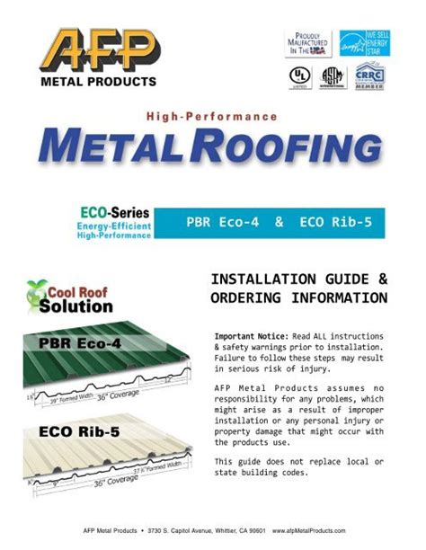 metal roof installation manual pdf